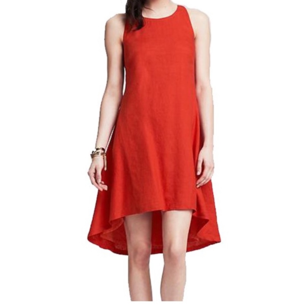 ✨ FLASH SALE ✨ Banana Republic 100% Linen Hi-low hem trapeze sun Dress sz 6
